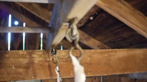 Swing Chain Close Up in Barn Stock Footage 236417885