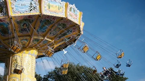 Swing Chairs Roller Coaster Ride Stock Footage 103939405