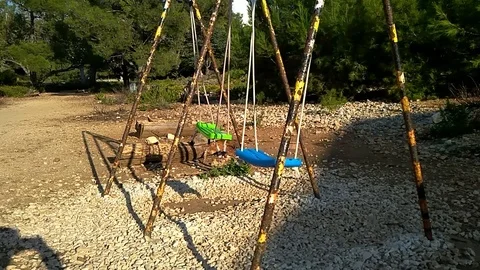 Swing for children running alone Stock Footage 113861905
