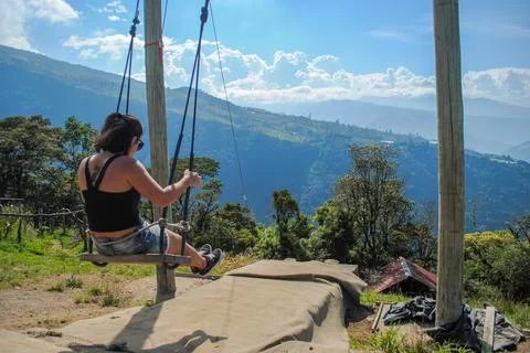 Swing at the end of the world Stock Photos