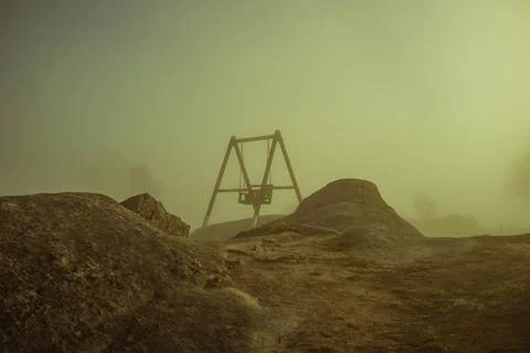 Swing in the fog Stock Photos