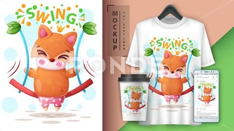 Swing fox - mockup for your idea Stock Illustration