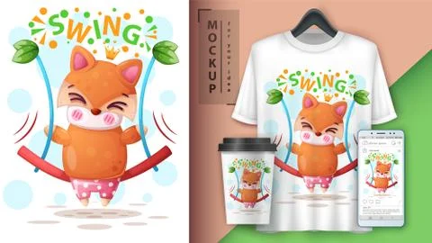 Swing fox - mockup for your idea Stock Illustration