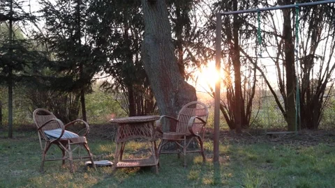 Swing in the garden Stock Footage 148236889