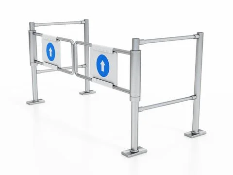 Swing gate turnstile isolated on white background. 3D illustration Stock Illustration
