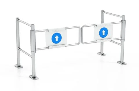 Swing gate turnstile isolated on white background. 3D illustration Stock Illustration
