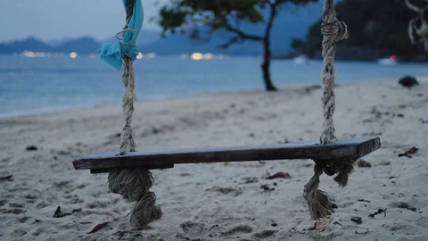 Swing hanging under the tree at Koh Chang, Trat, Thailand Stock Footage 103373306