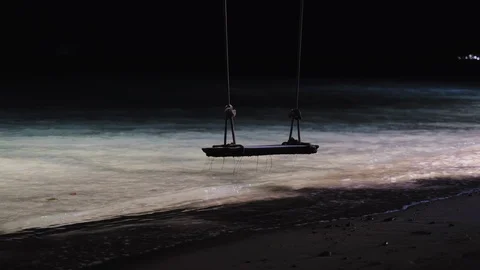 Swing hanging under the tree at Koh Chang, Trat, Thailand Stock Footage 103387234