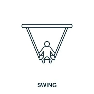 Swing icon outline style. Creative thin design from baby things icon collecti Stock Illustration