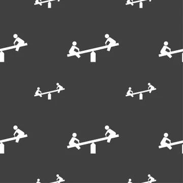 Swing icon sign. Seamless pattern on a gray background. Vector Stock Illustration