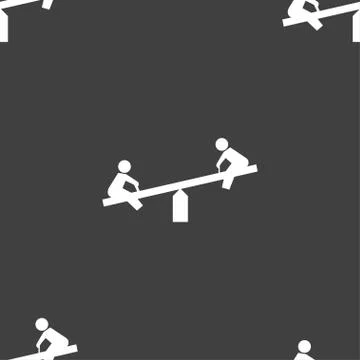 Swing icon sign. Seamless pattern on a gray background. Vector Stock Illustration