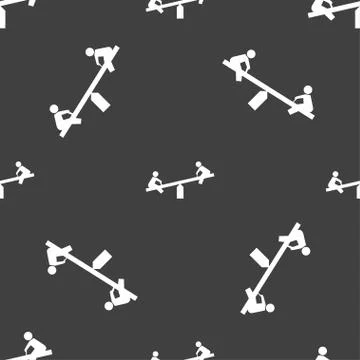 Swing icon sign. Seamless pattern on a gray background. Vector Stock Illustration