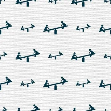 Swing icon sign. Seamless pattern with geometric texture. Stock Illustration