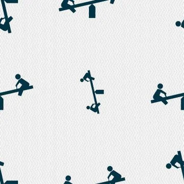 Swing icon sign. Seamless pattern with geometric texture. Stock Illustration