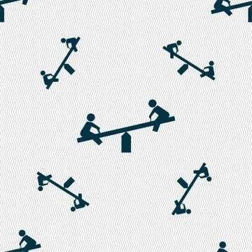 Swing icon sign. Seamless pattern with geometric texture. Illustrazione stock