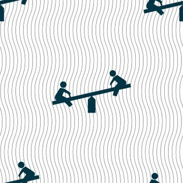 Swing icon sign. Seamless pattern with geometric texture. Illustrazione stock