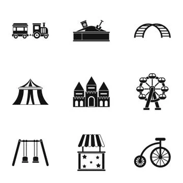 Swing icons set, simple style Stock Illustration