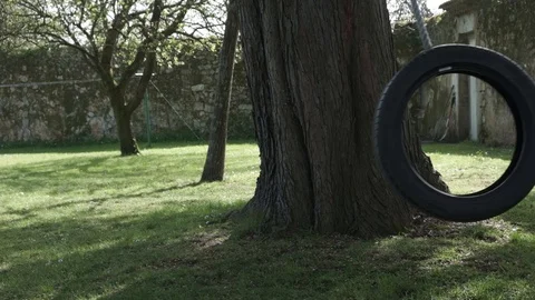 Swing made with the wheel of a car Stock Footage 126421187