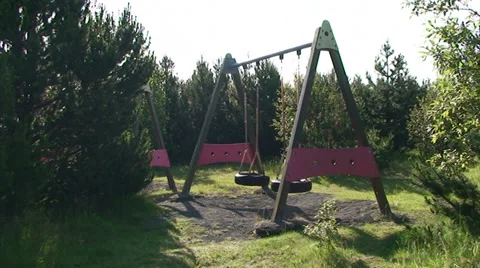 Swing in the middle of the forest Stock Footage 37577686