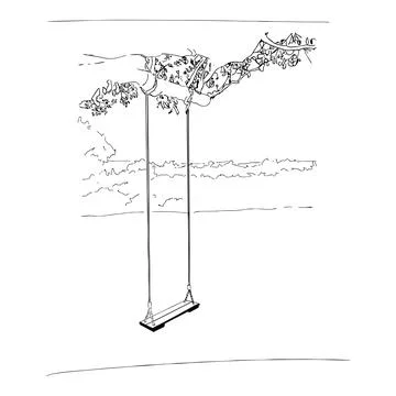 Swing on the mountainside Stock Illustration