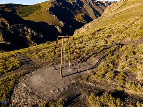 Swing in nature in view of drone Stock Photos