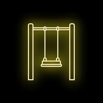 Swing neon icon glowing in dark playground Stock Illustration