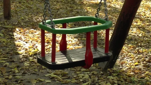 Swing In A Park In Autumn Stock Footage 97514531