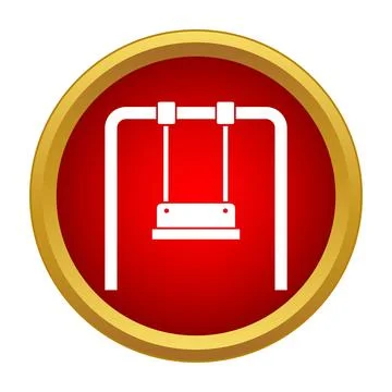 Swing playground equipment icon button for childhood activity Stock Illustration