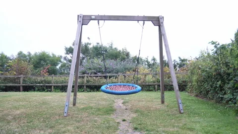 Swing in Playground Park Swinging A Continuous Sequence Pt3 of 9 Video stock 240677312