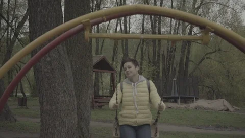 Swing. Ride on a swing Stock Footage 89654413