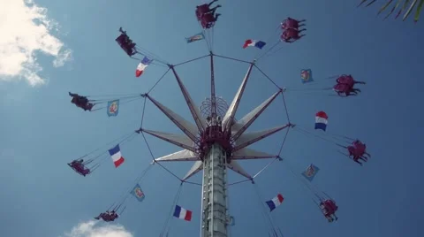 Swing Ride in Theme Park - 60fps Stock Footage 52463426