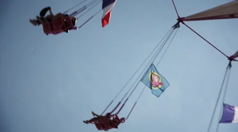 Swing Ride Theme Park Paris - 60fps Stock Footage 52435042
