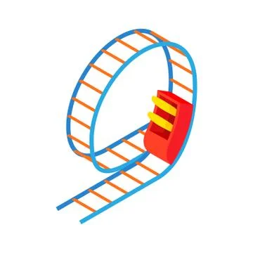 Swing roller coaster icon, cartoon style Illustrazione stock