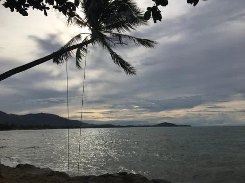 Swing with sea Stock Photos
