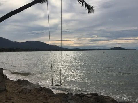 Swing with sea Stock Photos