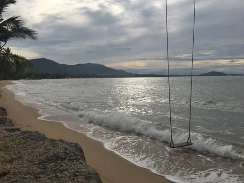 Swing with sea Stock Photos