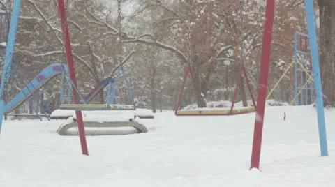 Swing seat during winter _2 Stock Footage 11212970