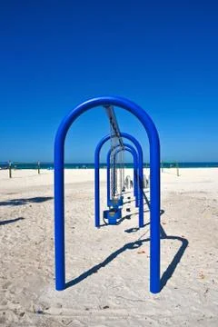 Swing Set on the Beach Stock Photos