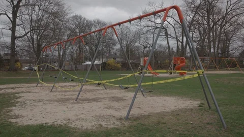 Swing Set Closed Due to Social Distancing Video stock 127840108