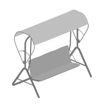 Swing is shown in a white background. The swing is suspended from a metal frame Stock Illustration