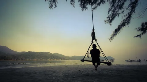 Swing Silhouttes Stock Footage 1047452