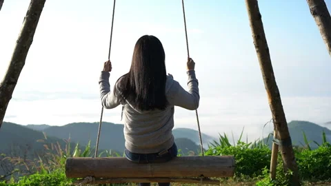 Swing on top of the hill. Stock Footage 132538487