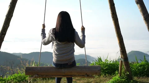 Swing on top of the hill Stock Footage