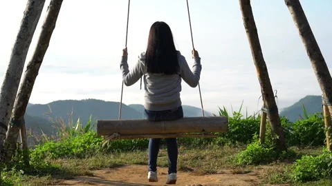 Swing on top of the hill Stock Footage 132538609