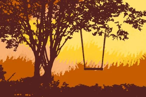 Swing on the tree Stock Illustration