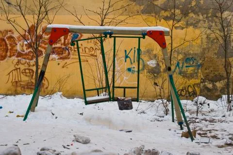 Swing under the snow Foto stock