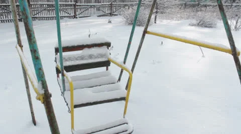 Swing in winter Stock Footage 22609761