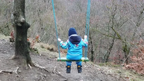 Swing in the woods slow motion Stock Footage 149839216