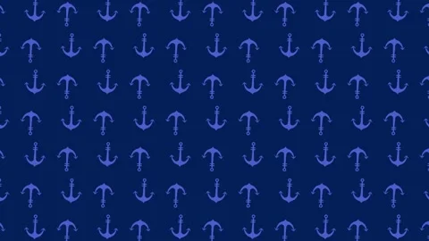 Swinging Anchor Icon Pattern on Blue Background Stock Footage 318298585