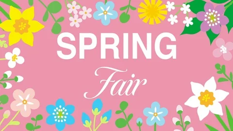Swinging animated flowers constitute Round frame, "SPRING Fair" Stock Footage 101729233